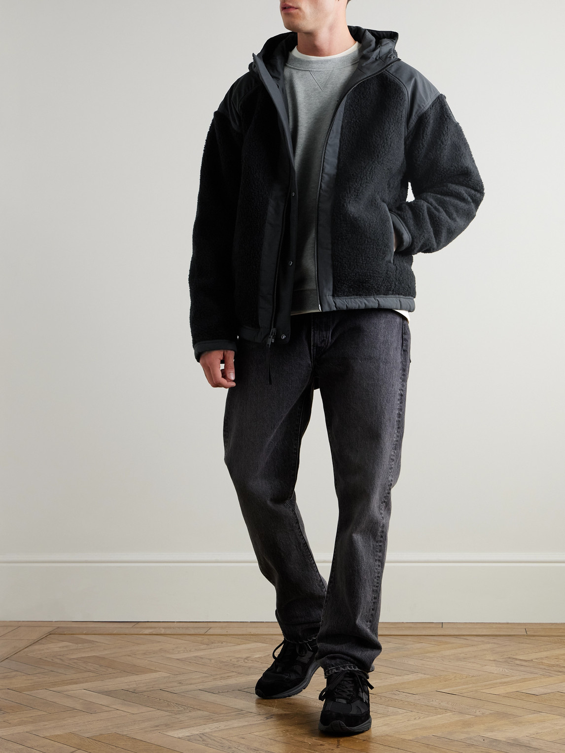 Canada Goose Alberni Reversible Ripstop And Wool-blend Fleece Hooded Jacket In Black
