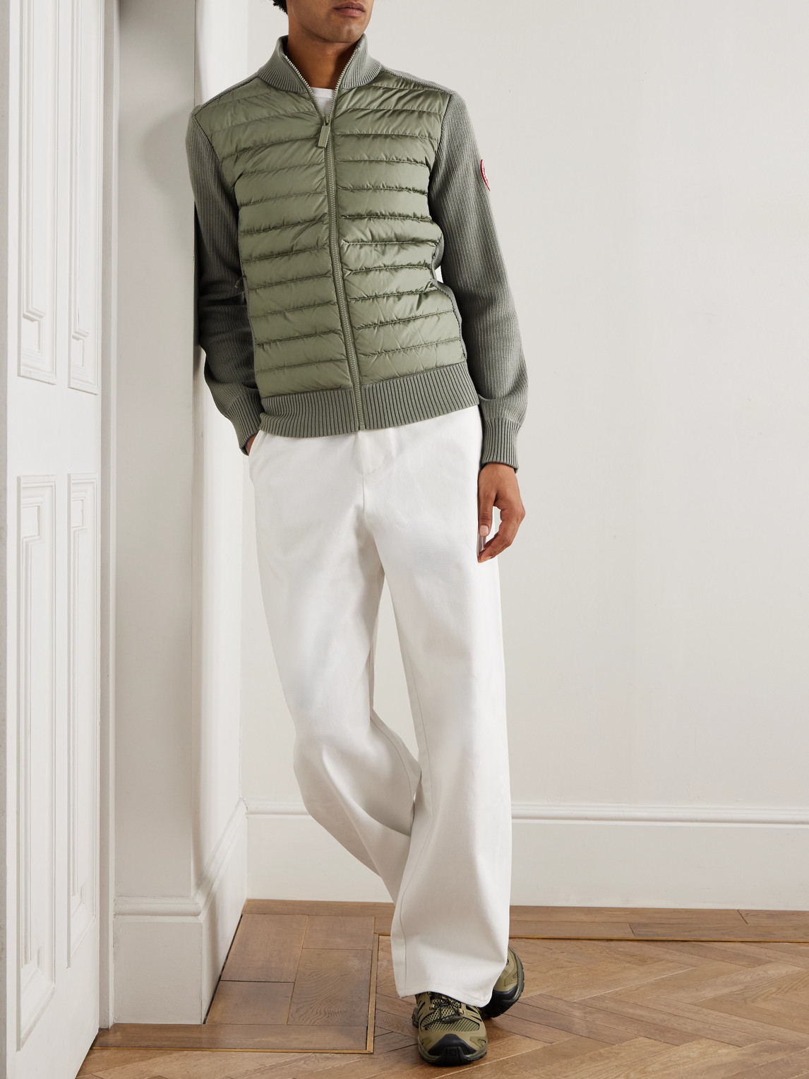 Hybridge® Slim-Fit Quilted Down Shell And Merino Wool Jacket