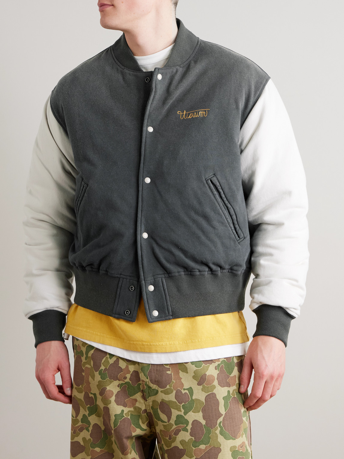  Visvim - Varsity Era Embroidered Padded Cotton Down Jacket - Men - Black - 2 
