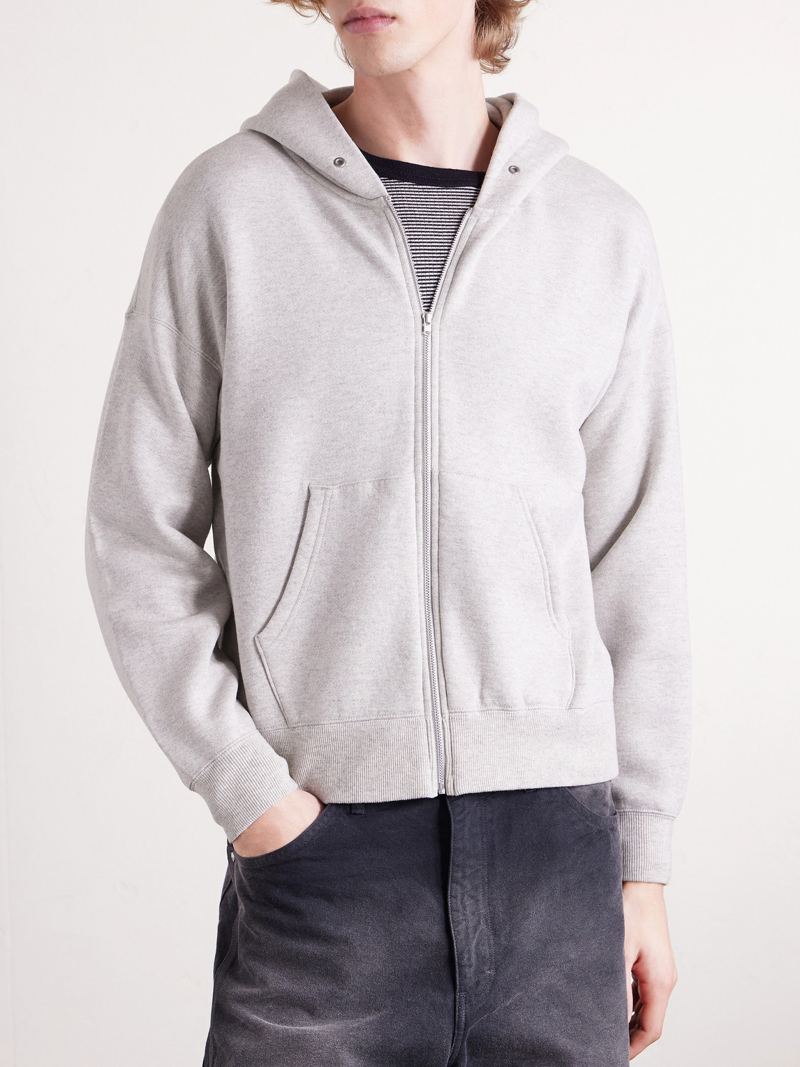 Jumbo Wool And Cotton-Blend Jersey Zip-Up Hoodie
