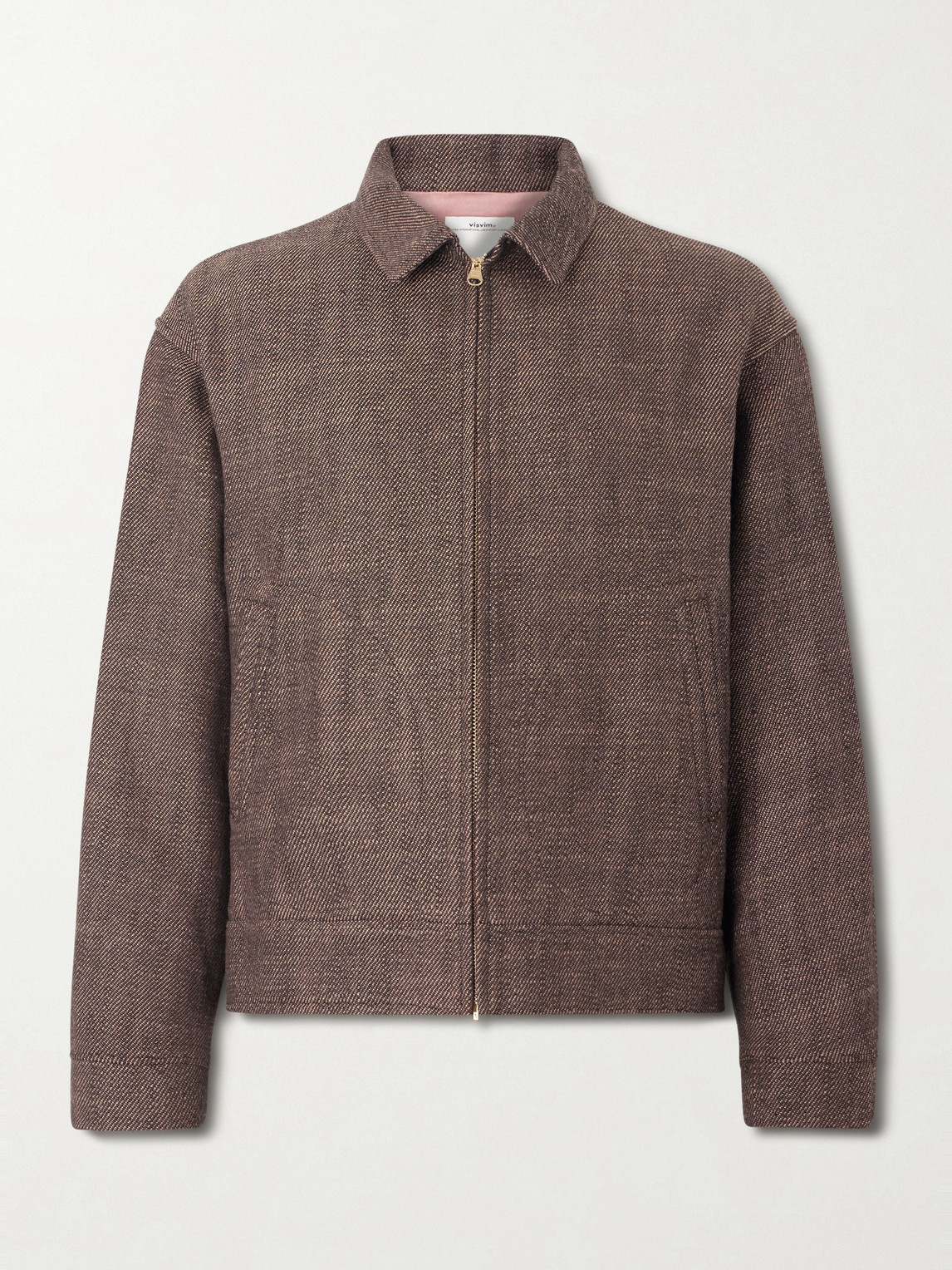 Visvim Strato Leather-trimmed Linen And Wool-blend Twill Jacket In Brown