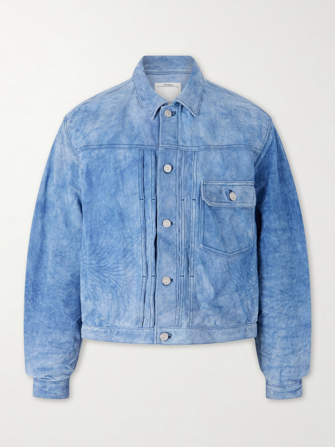 Visvim 102x Cropped Leather Jacket In Blue