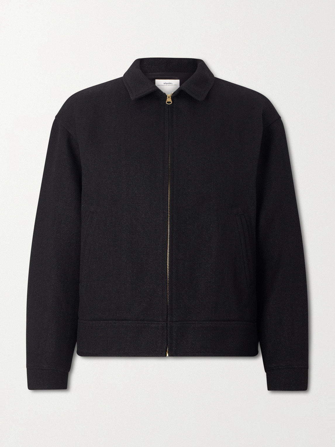 Visvim Strato Leather-trimmed Linen And Wool-blend Twill Jacket In Black