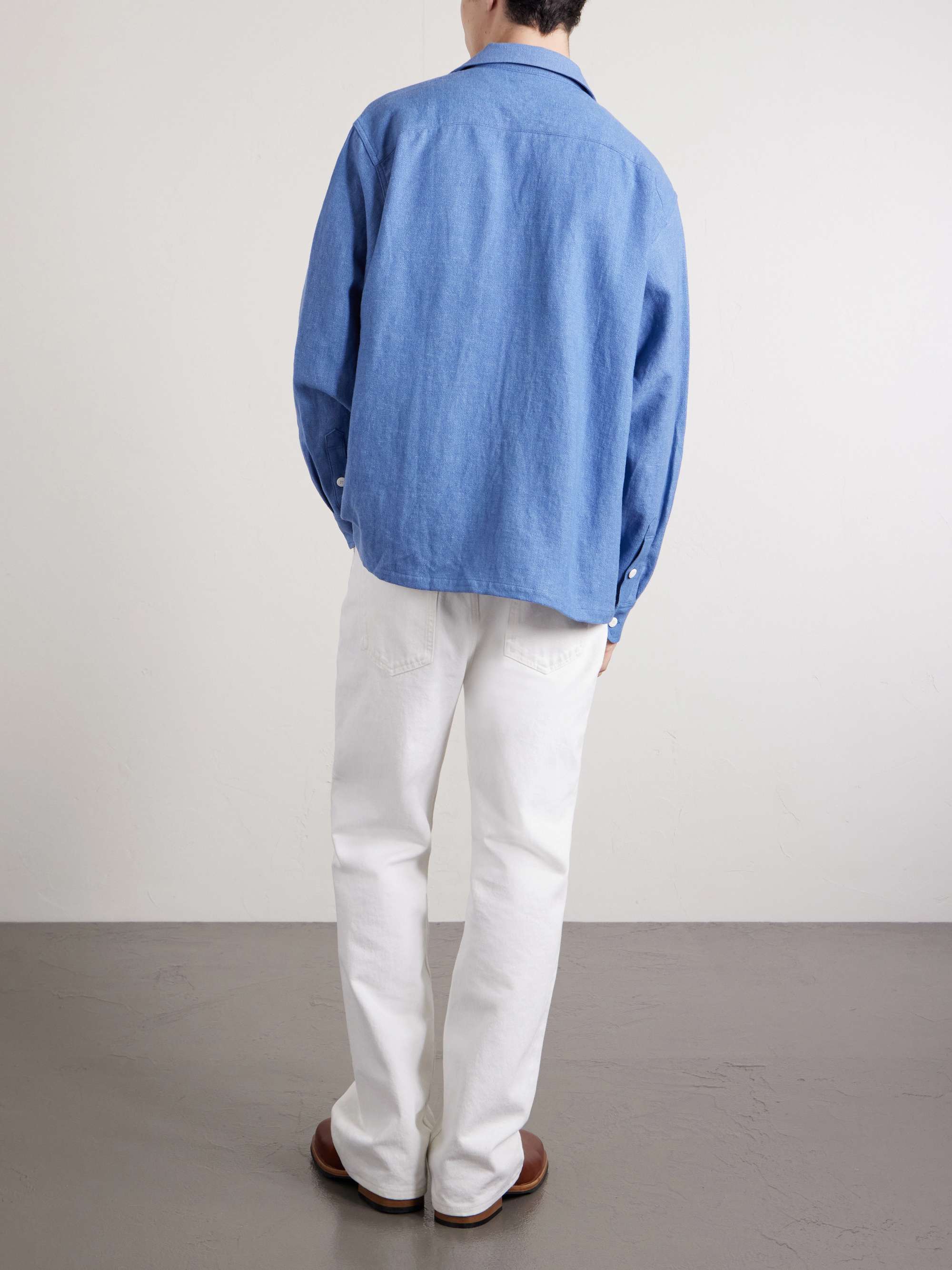 VISVIM Carrow Convertible-Collar Wool and Linen-Blend Shirt for