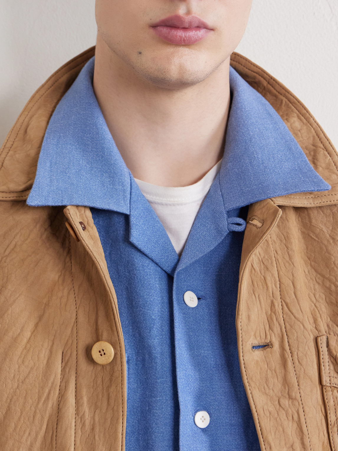 Carrow Convertible-Collar Wool And Linen-Blend Shirt