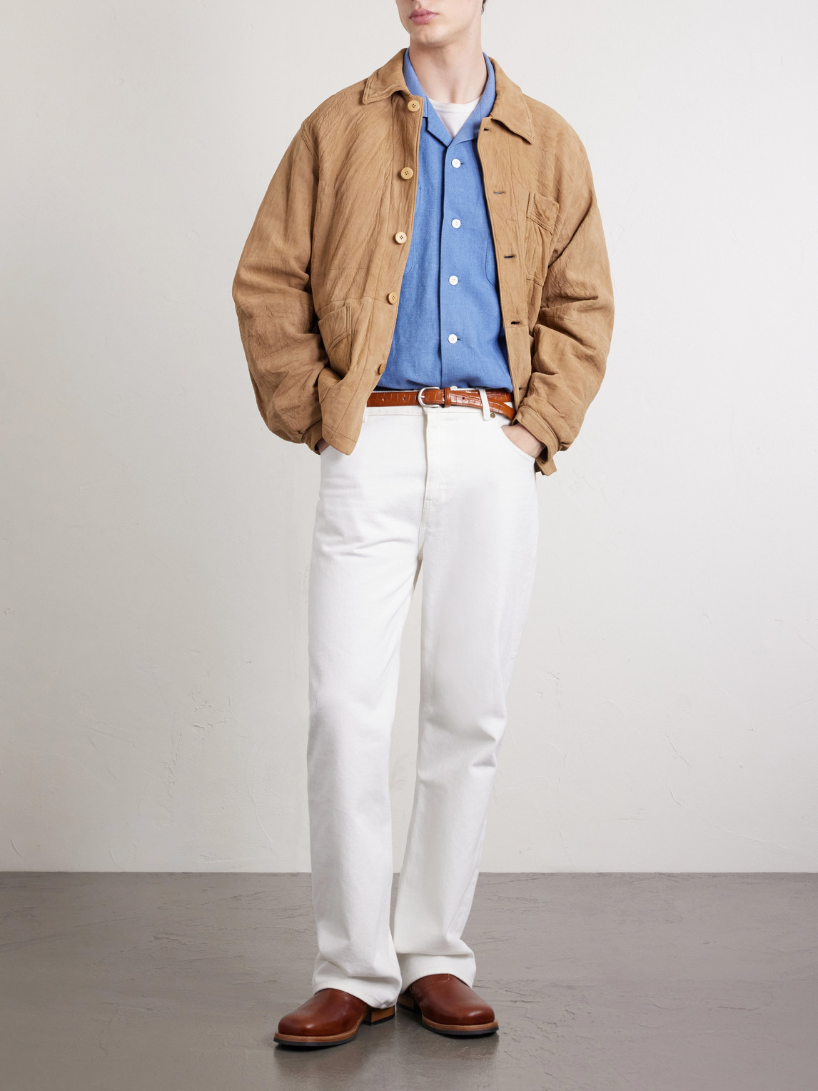 Carrow Convertible-Collar Wool And Linen-Blend Shirt