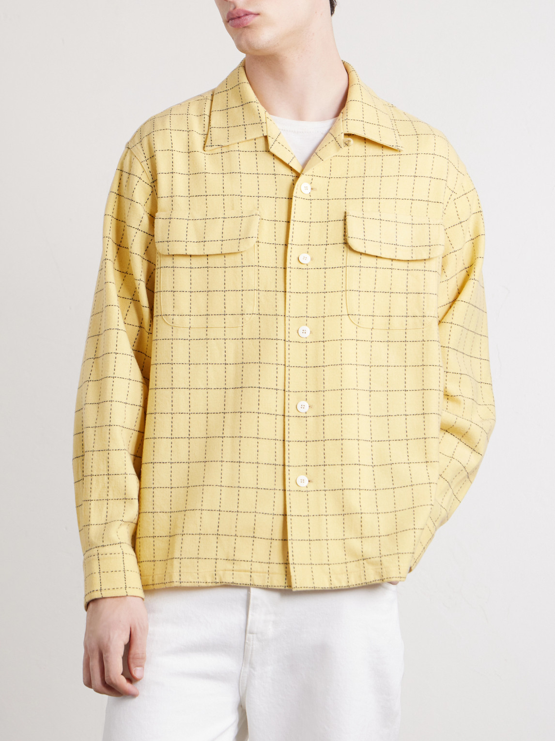  Visvim - Carrow Convertible-collar Checked Wool Shirt - Men - Yellow - 1 