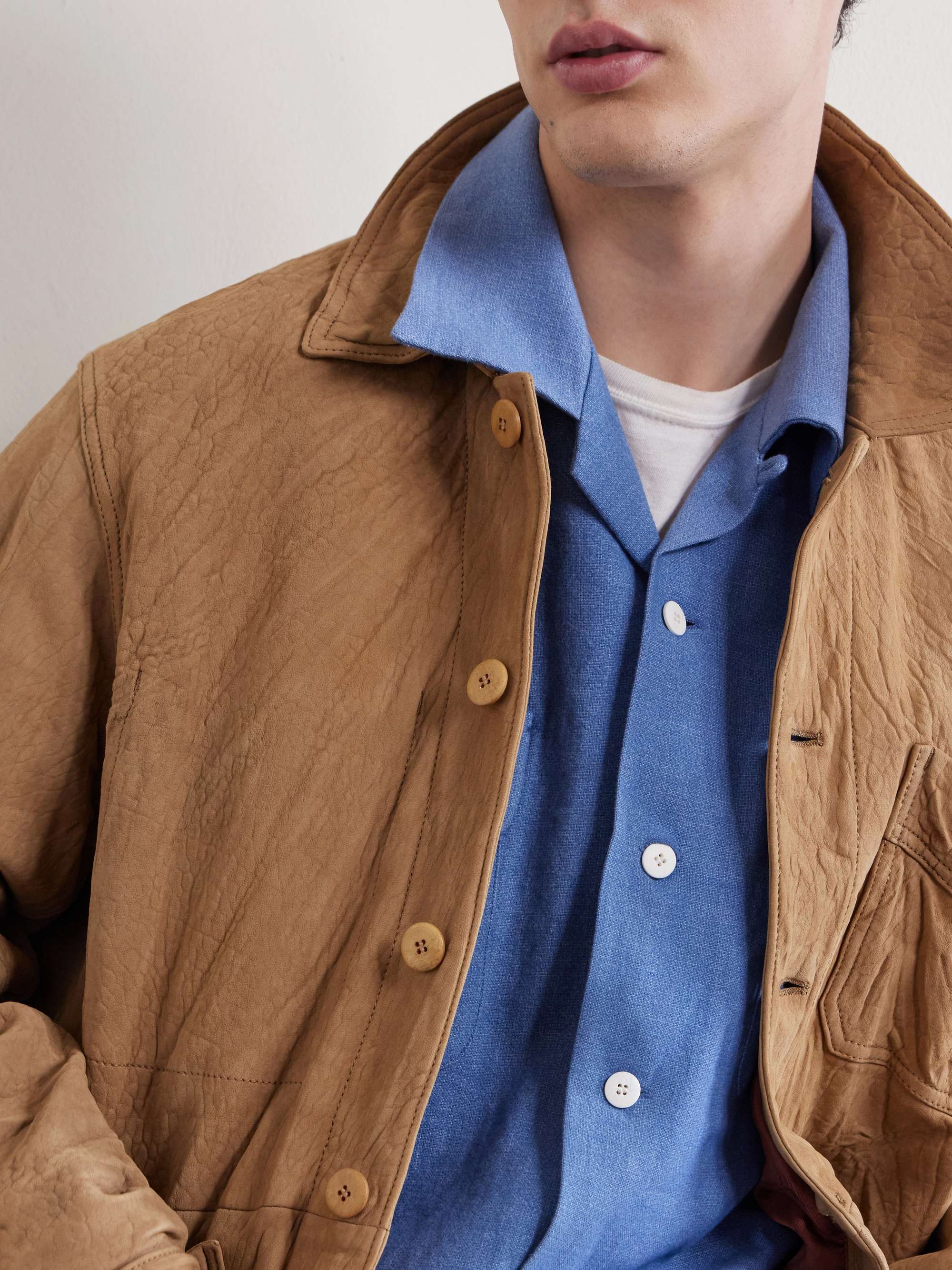 VISVIM Travail Crinkled-Leather Blouson Jacket for Men | MR PORTER