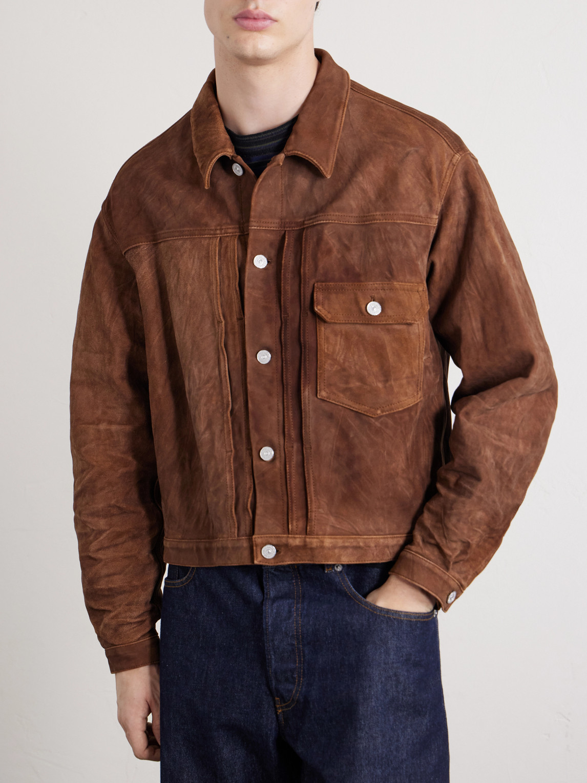  Visvim - 102x Cropped Leather Jacket - Men - Brown - 4 