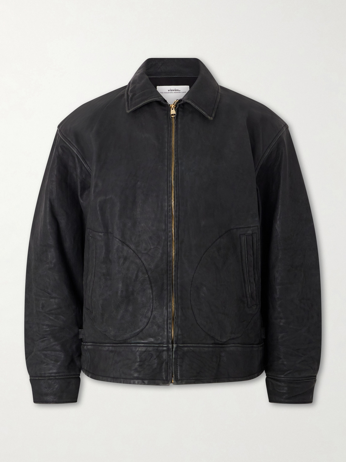 Visvim Strato Textured-leather Jacket In Black