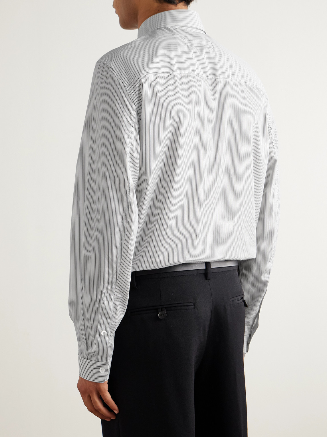 Classic-Collar Striped Cotton Shirt