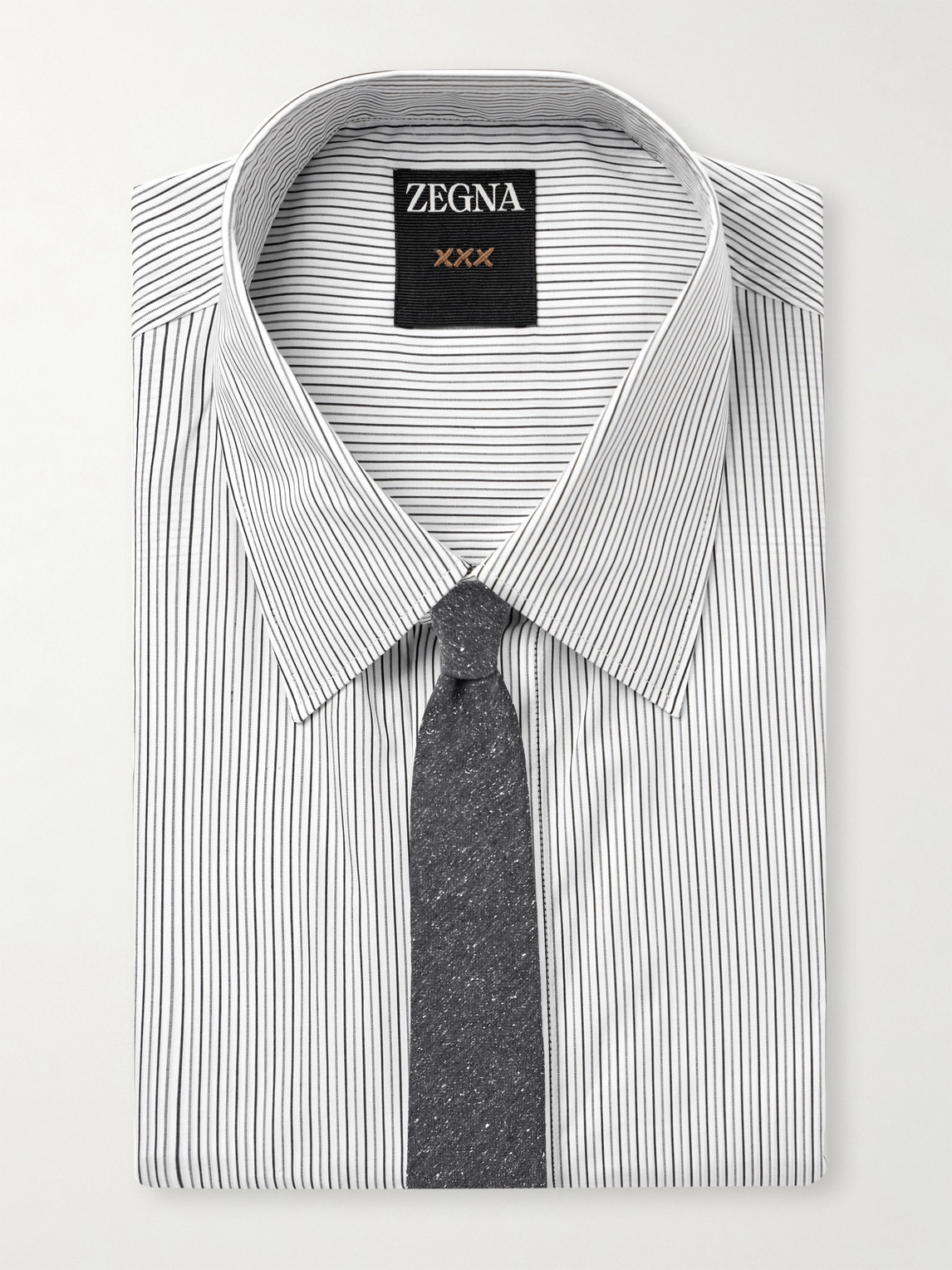Classic-Collar Striped Cotton Shirt