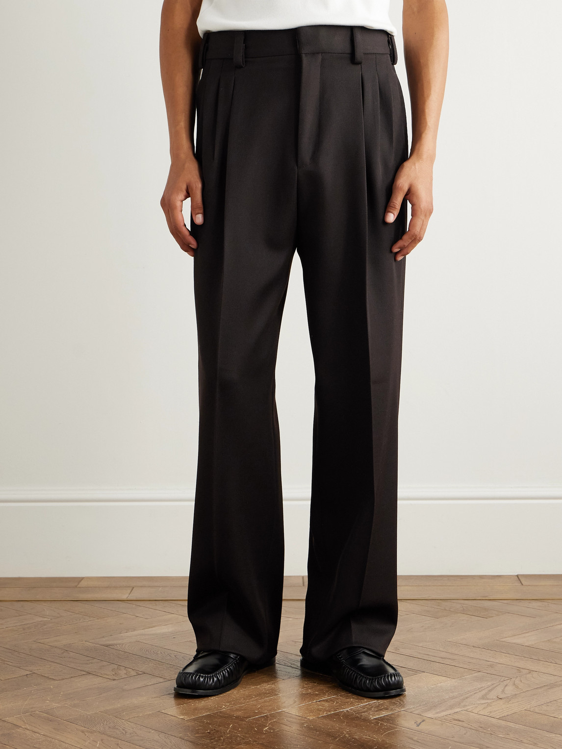 Straight-Leg Wool-Twill Trousers
