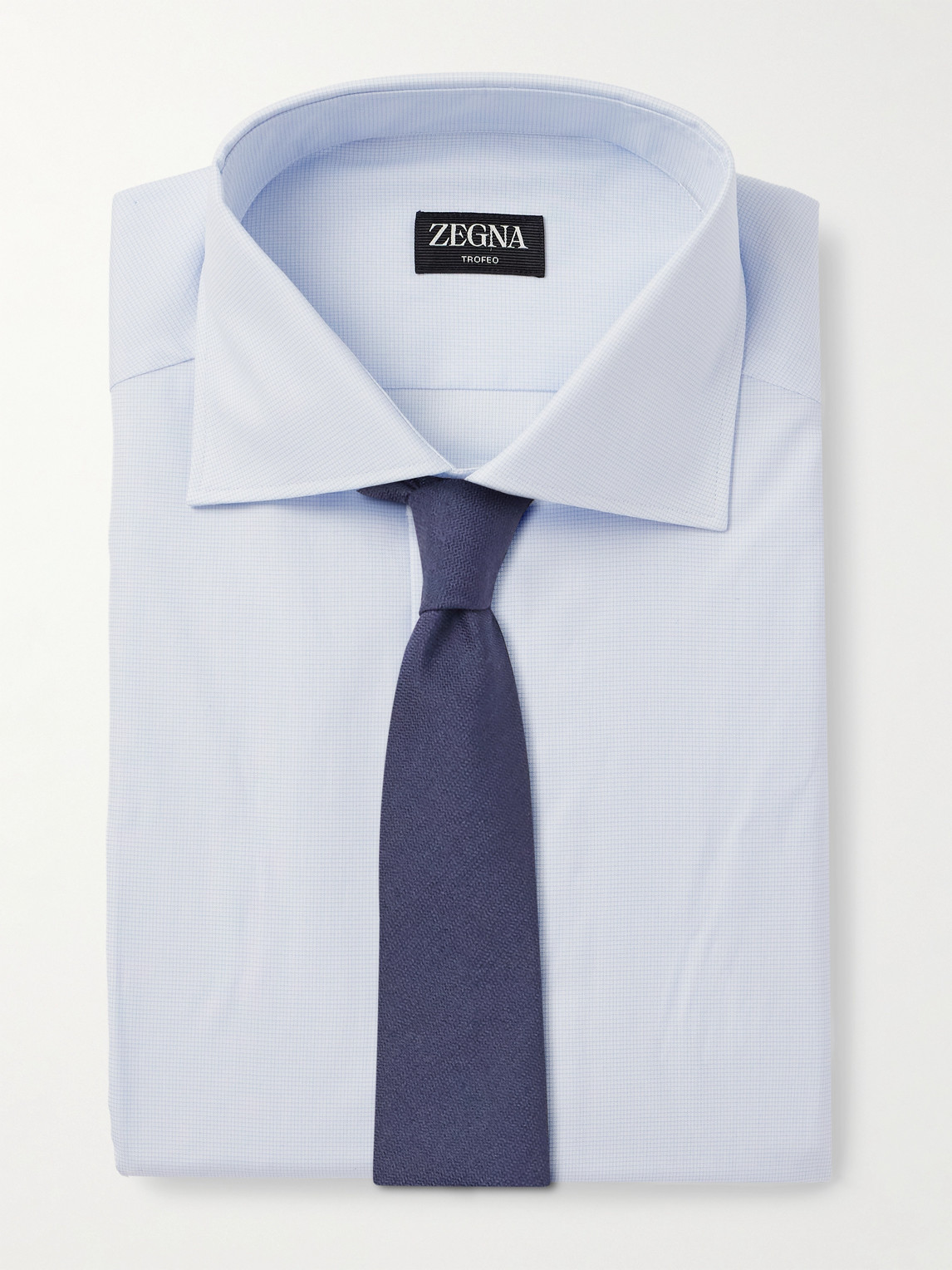 Cutaway-Collar Checked Cotton-Poplin Shirt