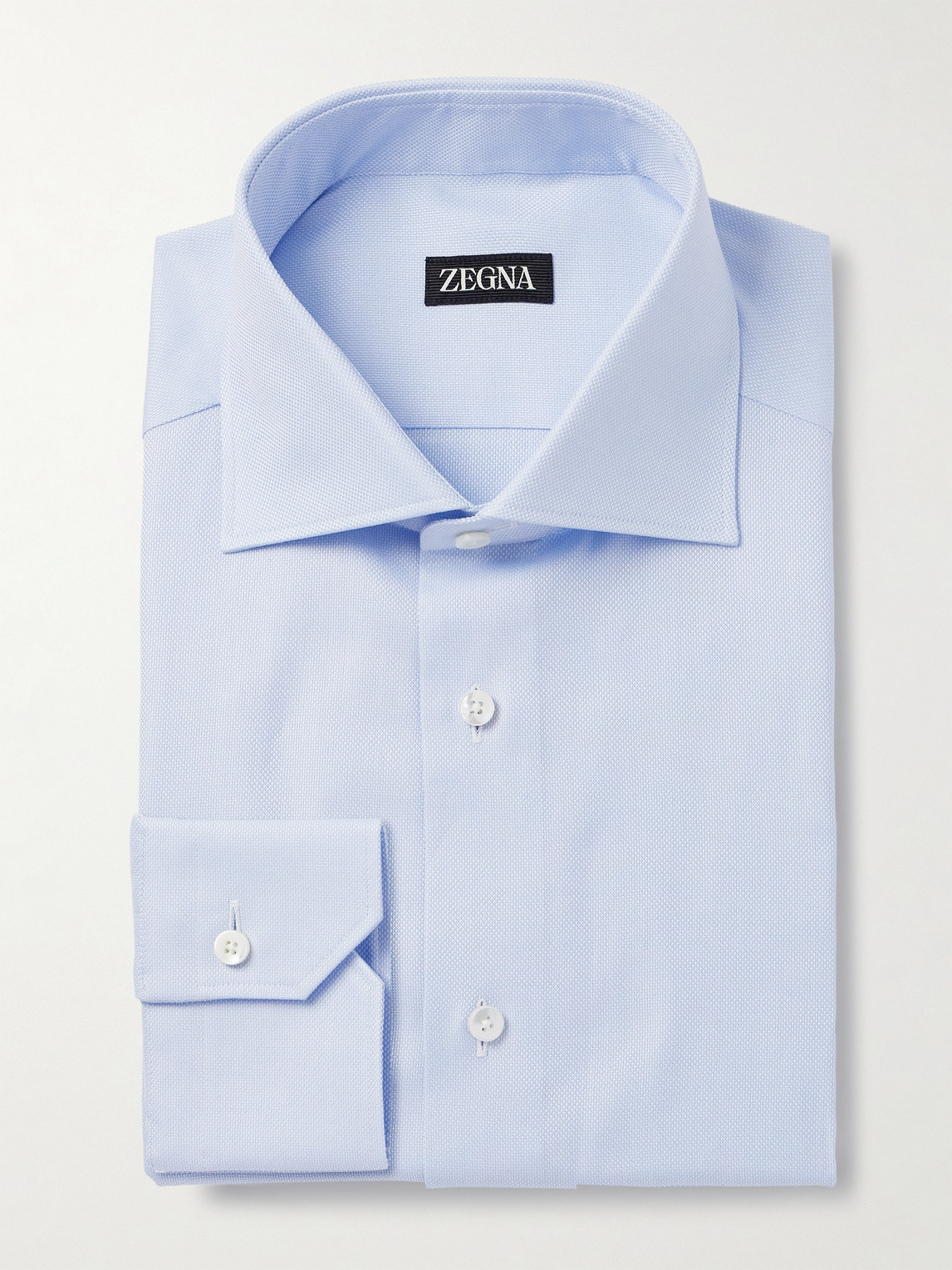 Zegna Cutaway-Collar Textured-Cotton Shirt - Men