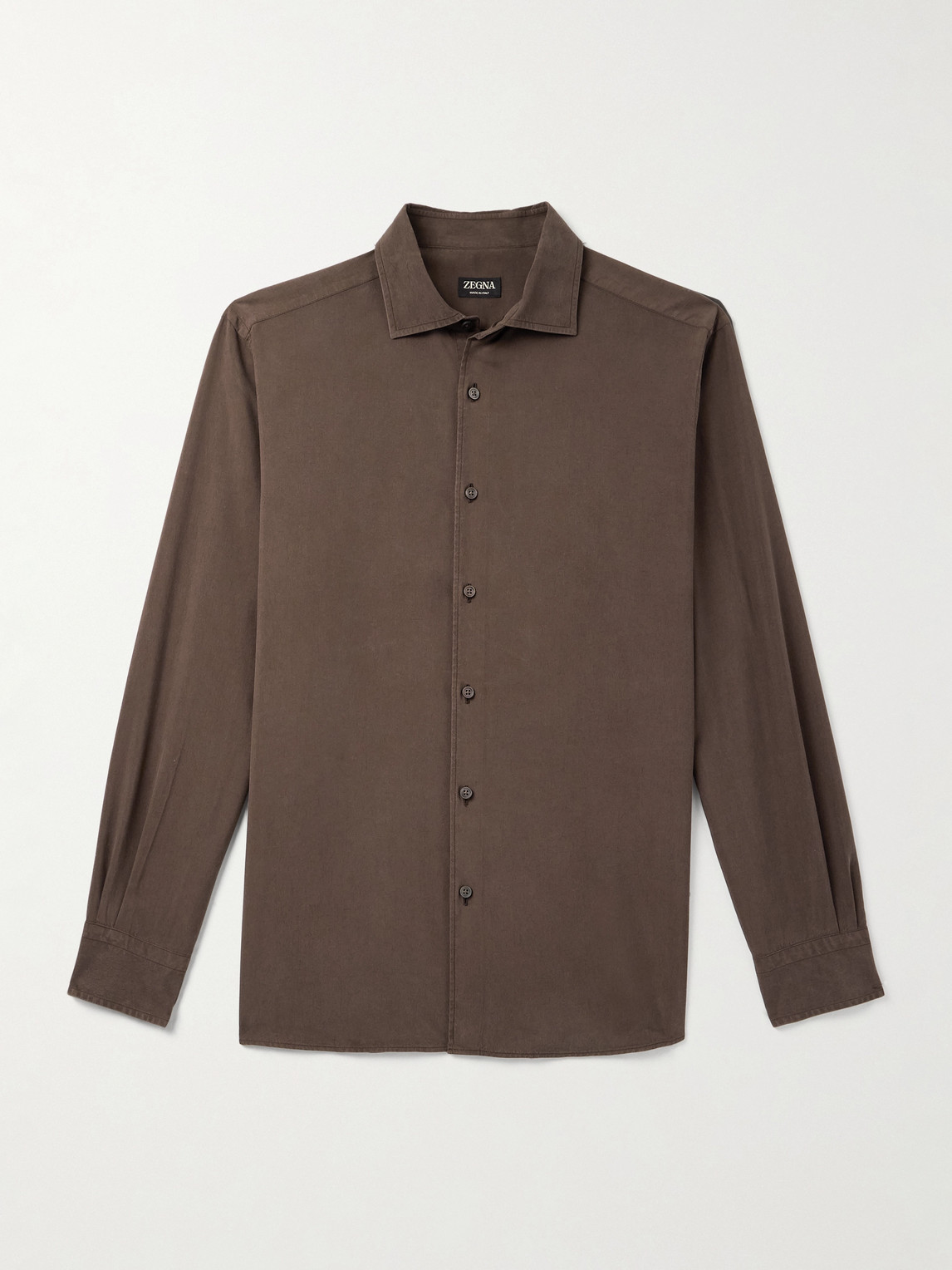 Zegna Spread-Collar ulberry Silk Shirten