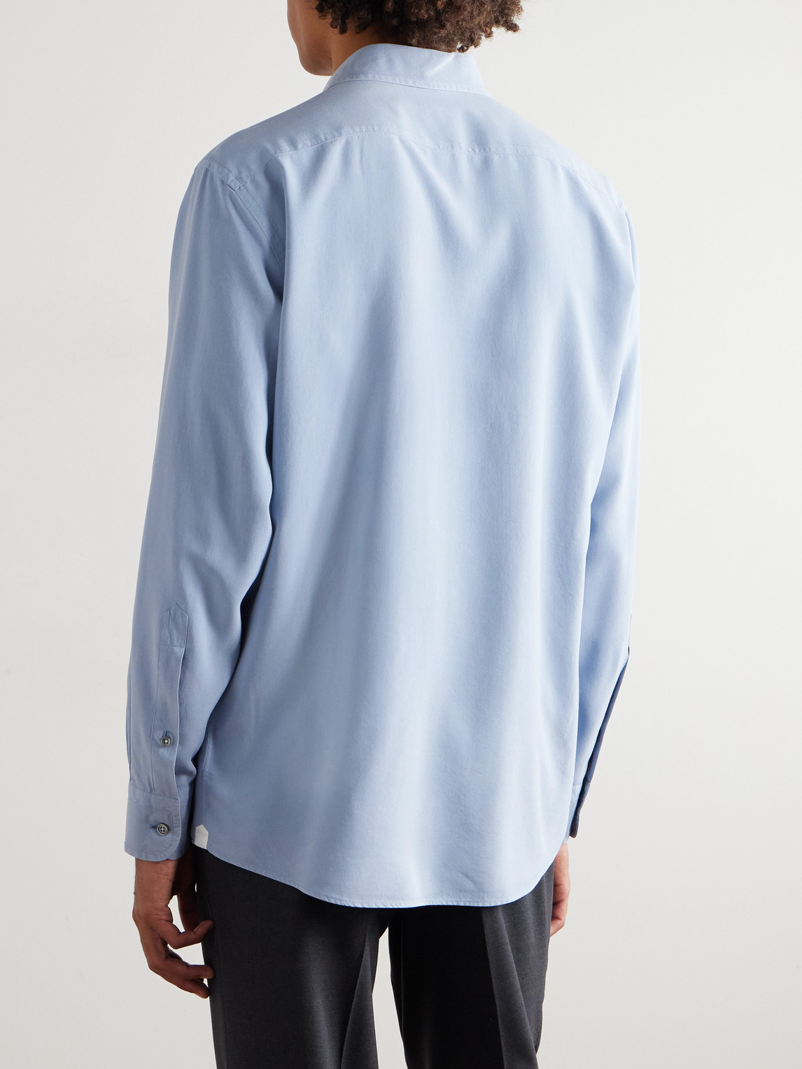 Spread-Collar Mulberry Silk Shirt