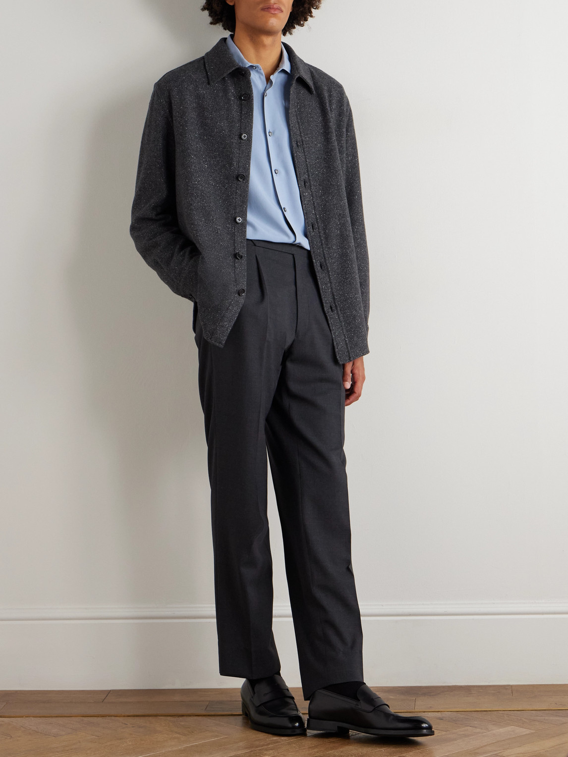 Spread-Collar Mulberry Silk Shirt