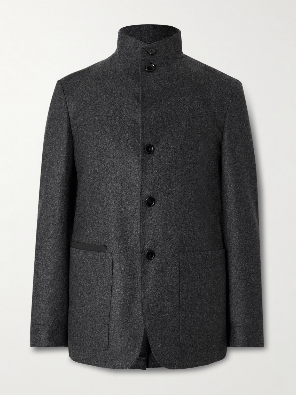 Zegna Il Conte Leather-Trimmed Oasi Cashmere Overshirt - Men