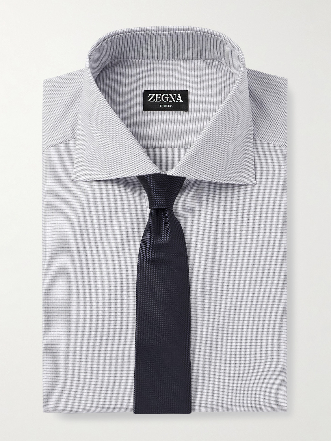 Cutaway-Collar Micro-Checked Trofeo™ Cotton-Poplin Shirt