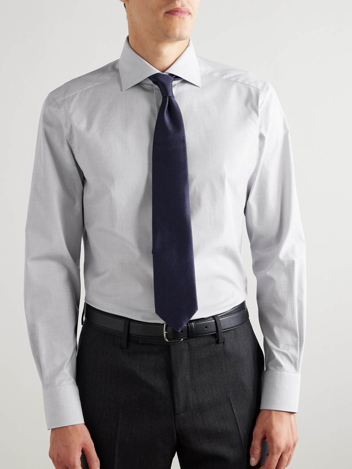 Cutaway-Collar Micro-Checked Trofeo™ Cotton-Poplin Shirt
