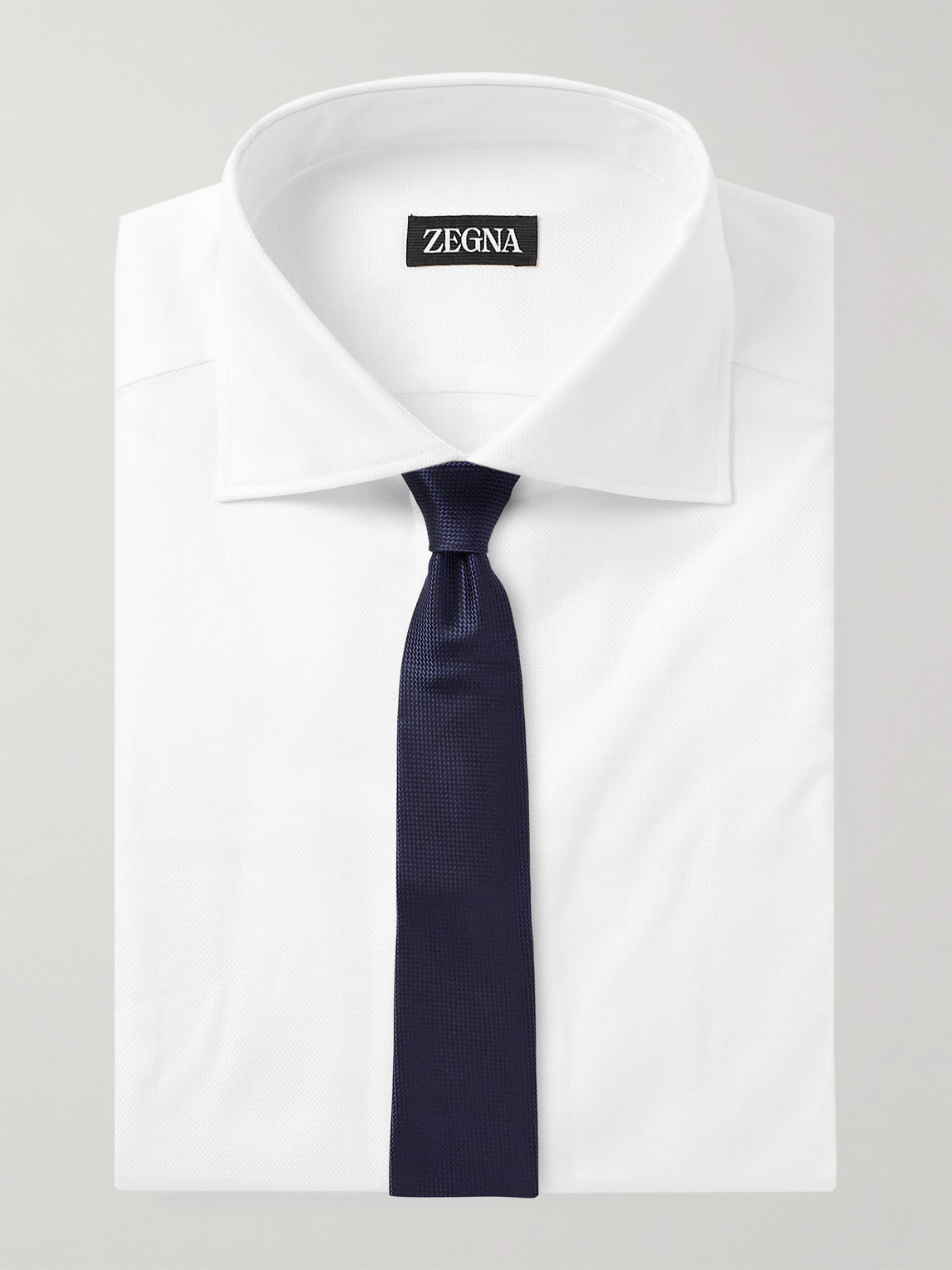Cutaway-Collar Cotton-Piqué Shirt
