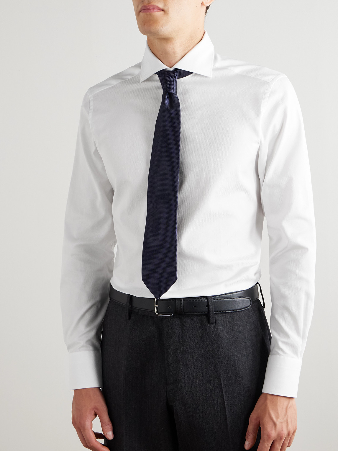 Cutaway-Collar Cotton-Piqué Shirt