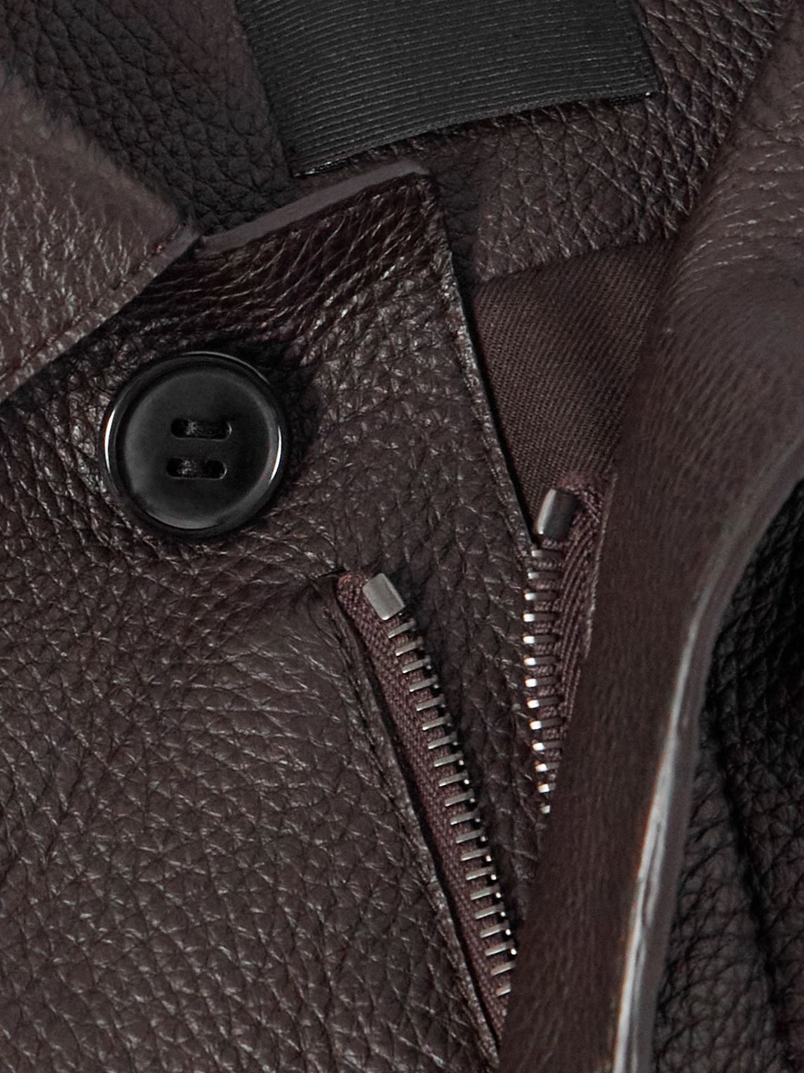 ZEGNA 패딩 풀그레인 가죽 필드 자켓