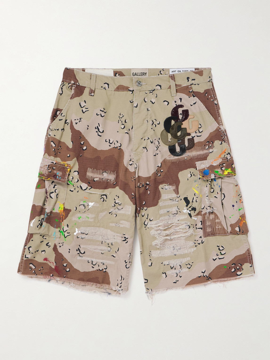 Gallery Dept. Kenzi Chocolate Chip Appliquéd Distressed Camouflage-Print Cotton-Ripstop Shorts - Men