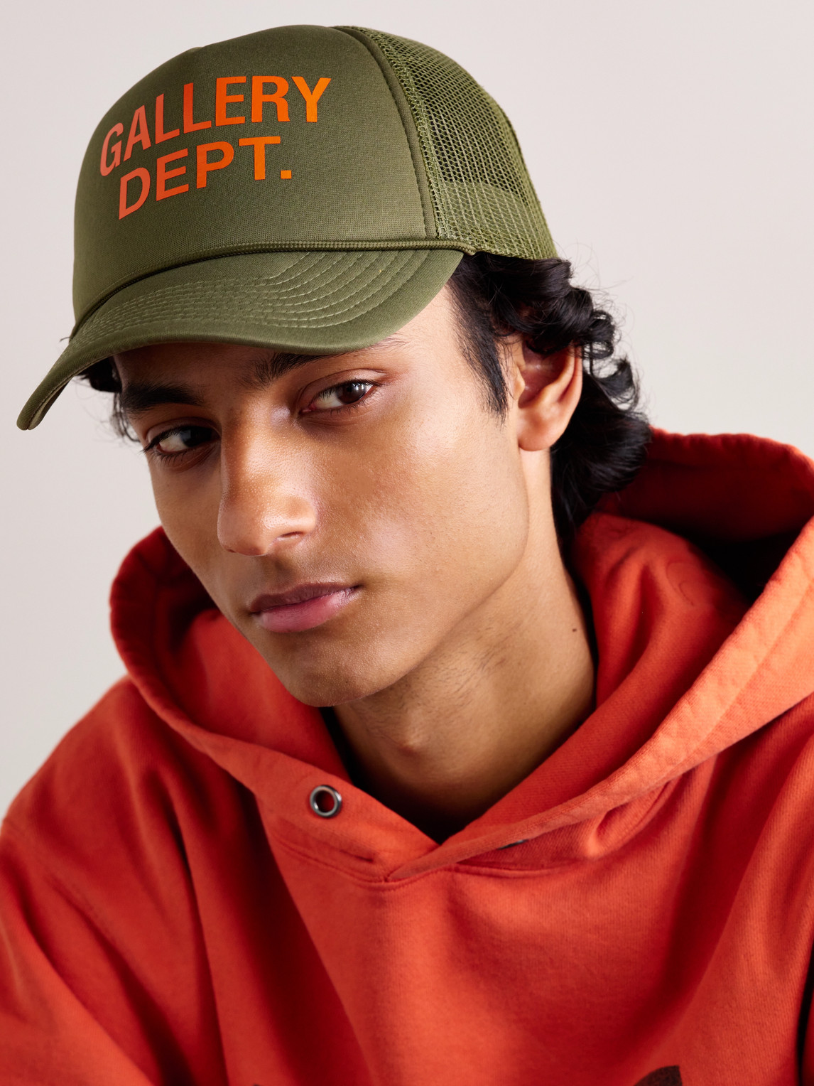 Gallery Dept. Logo-print Foam And Mesh Trucker Cap In Brown
