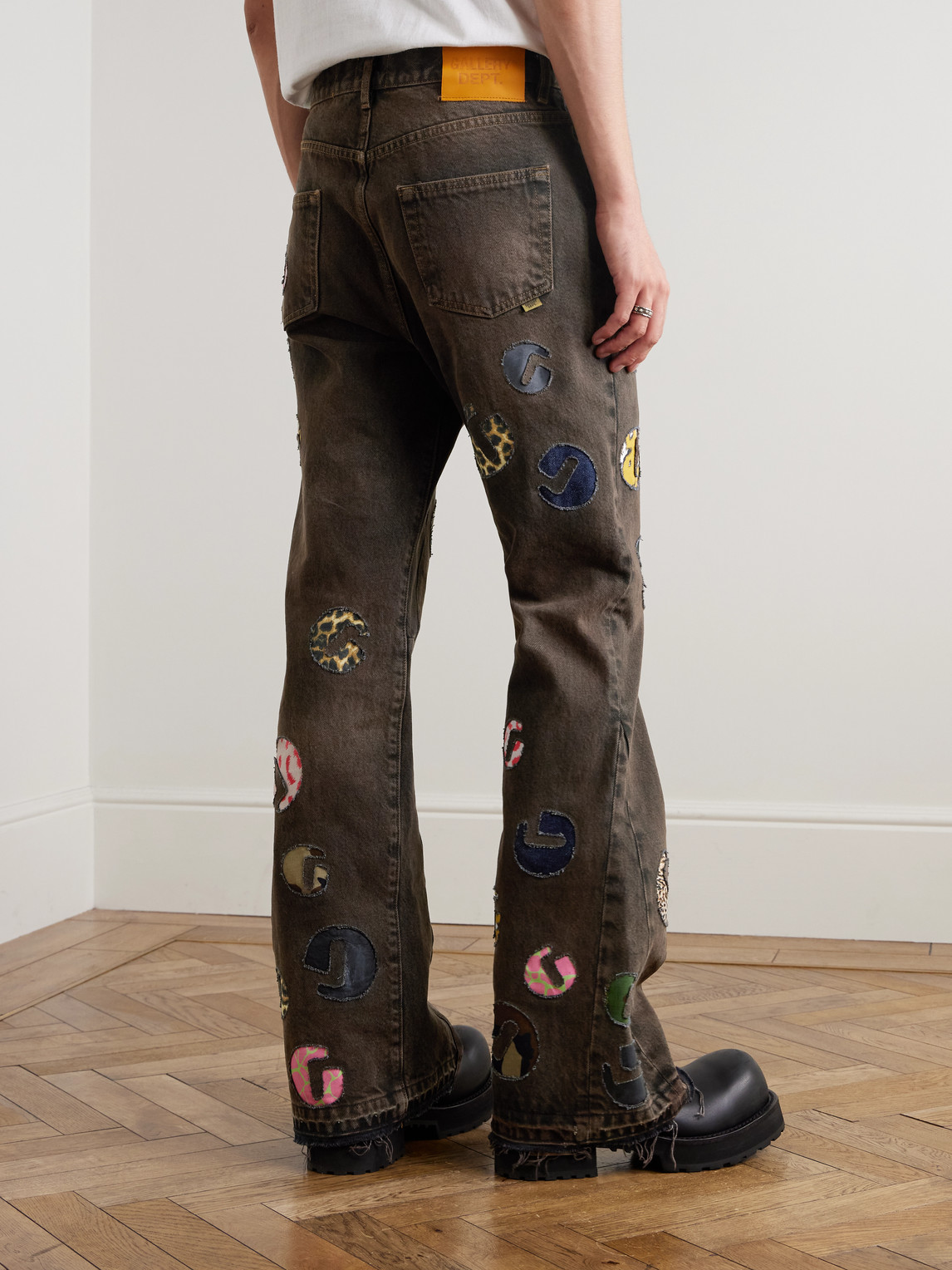 Gallery Dept. G-time Flared Logo-appliquéd Jeans In Brown