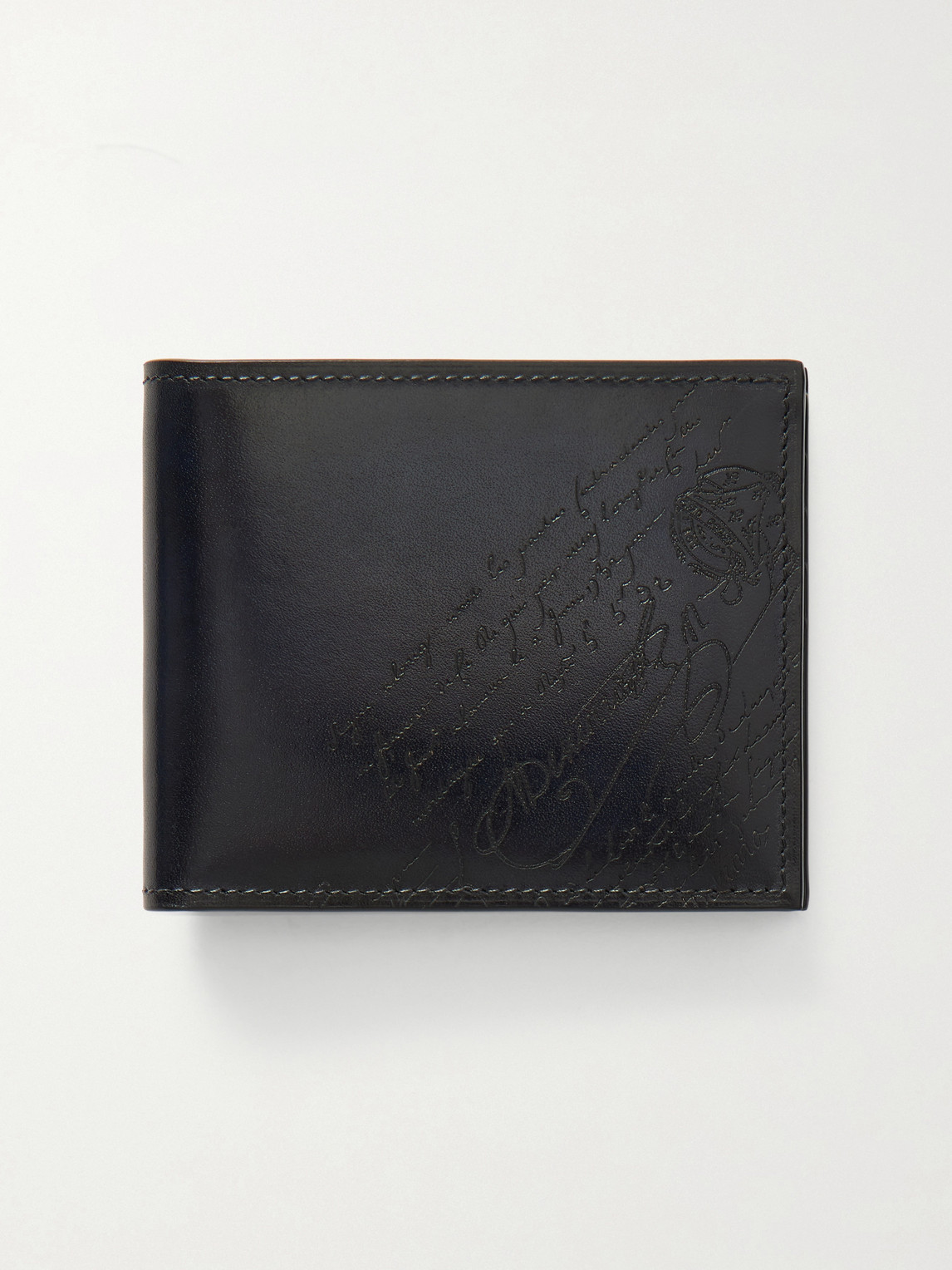 Berluti Makore Slim Scritto Venezia Leather Billfold Wallet In Black