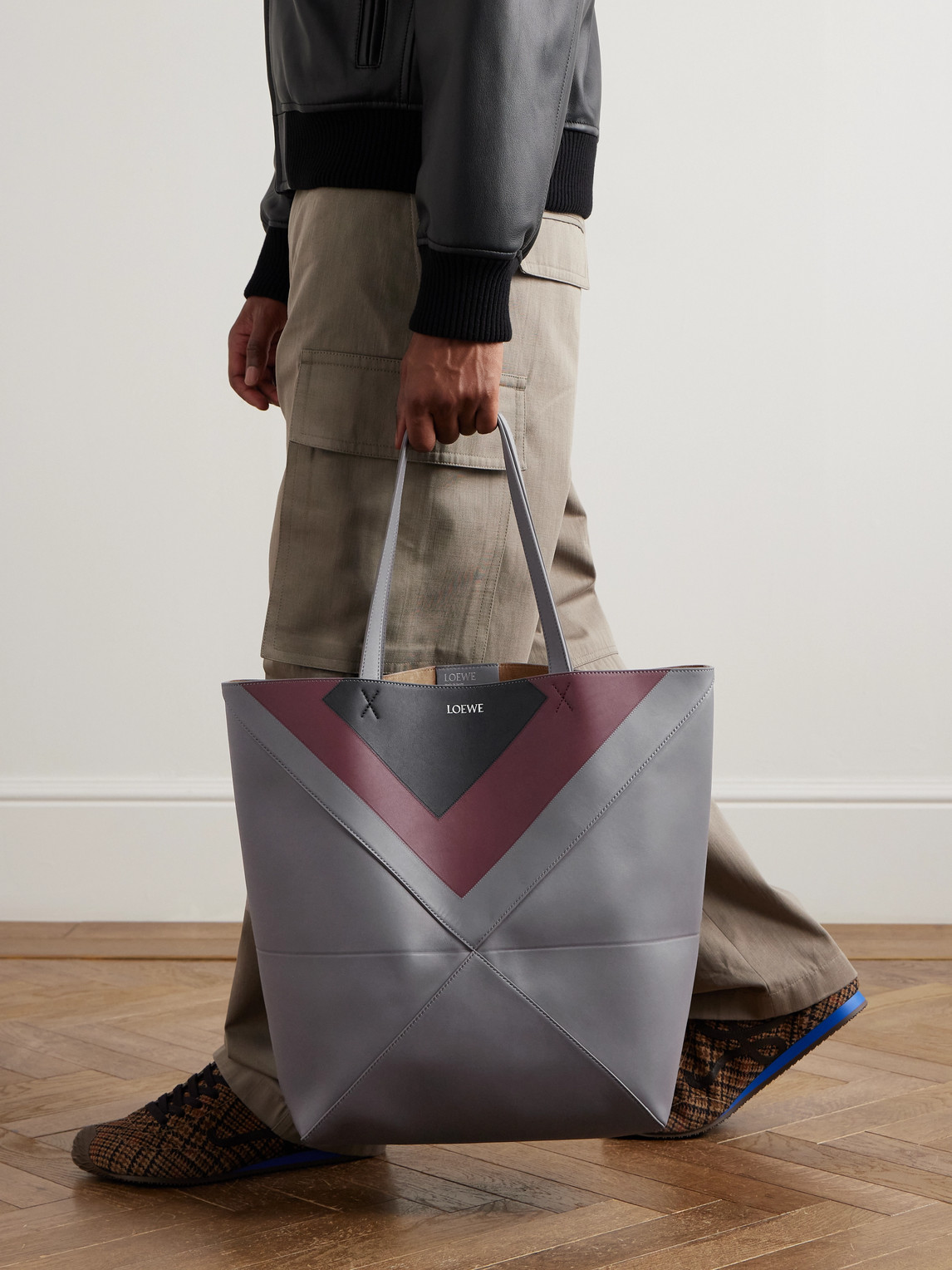 Loewe Albers Puzzle Fold Xl Panelled Leather Tote Bag In Black