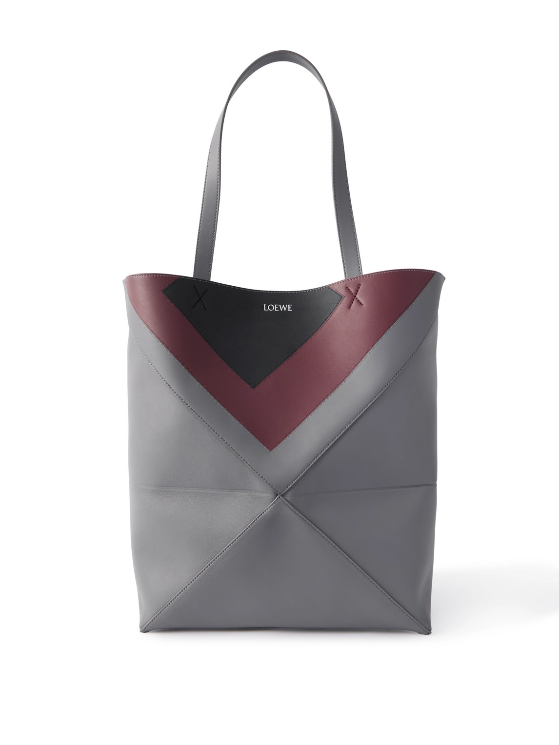 Loewe Albers Puzzle Fold Xl Panelled Leather Tote Bag In Black