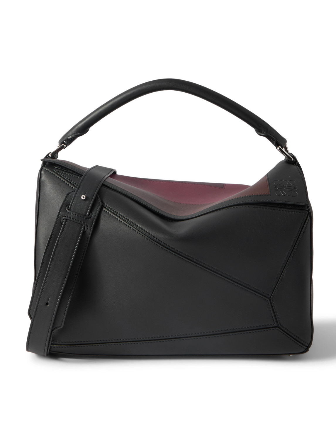 Loewe Albers Puzzle Edge Large Logo-debossed Leather Messenger Bag In Burgundy