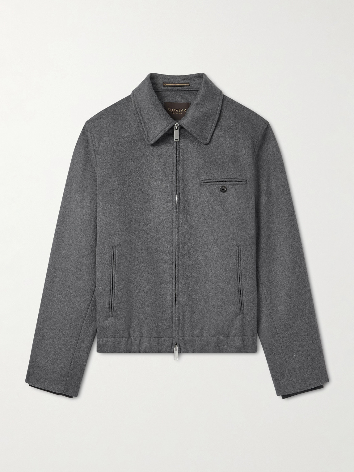 Incotex Montedoro Brushed Wool-blend Bomber Jacket In Gray