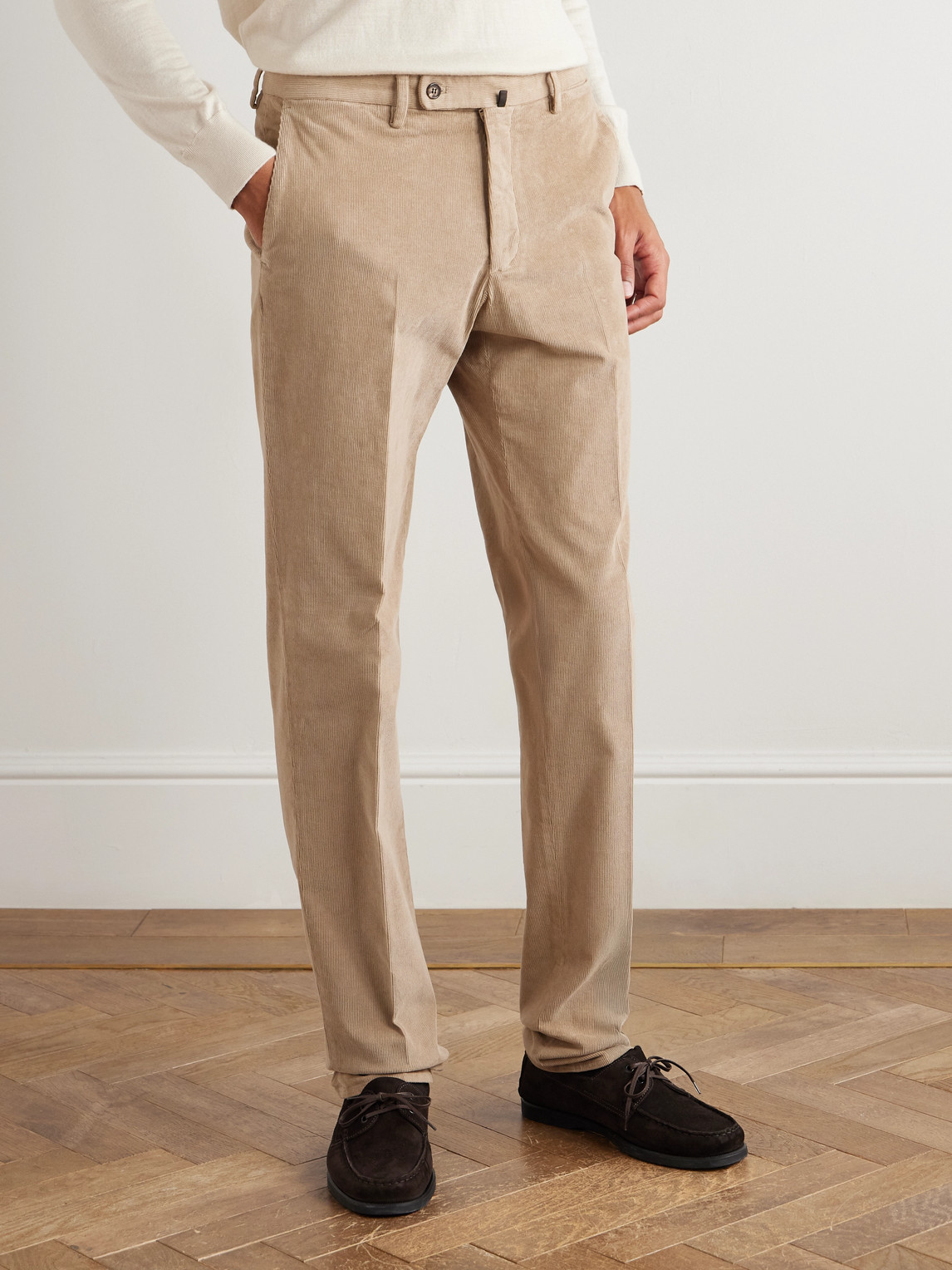 Incotex Straight-leg Cotton-blend Corduroy Trousers In Brown