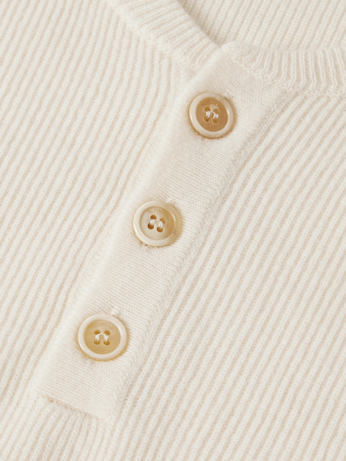 Incotex Zanone Slim-fit Ribbed Virgin Wool Henley Sweater In Neutral
