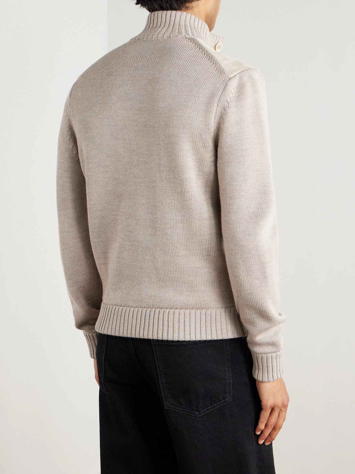 Incotex Zanone Virgin Wool-trimmed Suede Jacket In Gray