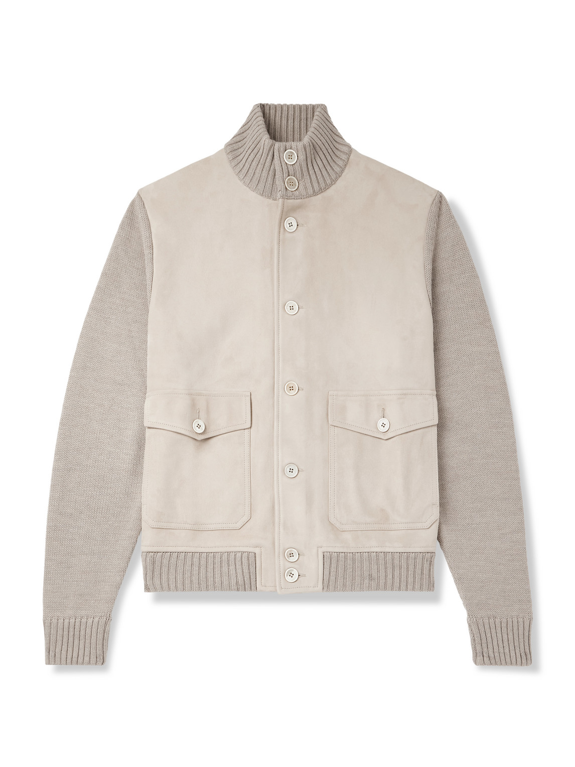 Incotex Zanone Virgin Wool-trimmed Suede Jacket In Gray