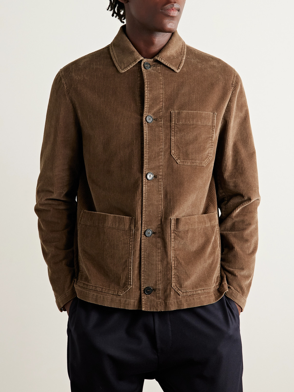 Incotex Cotton-blend Corduroy Chore Jacket In Brown