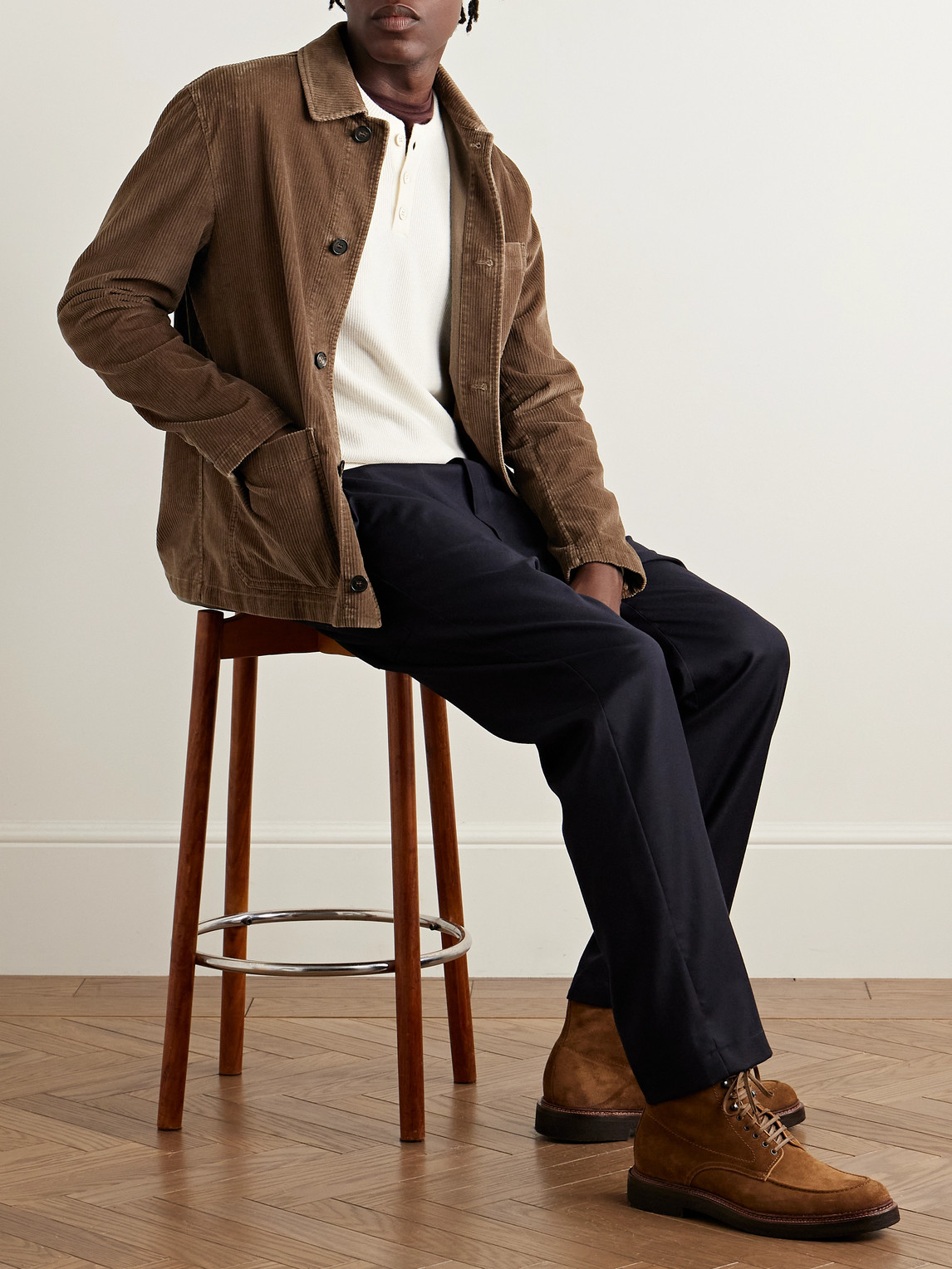 Incotex Cotton-blend Corduroy Chore Jacket In Brown