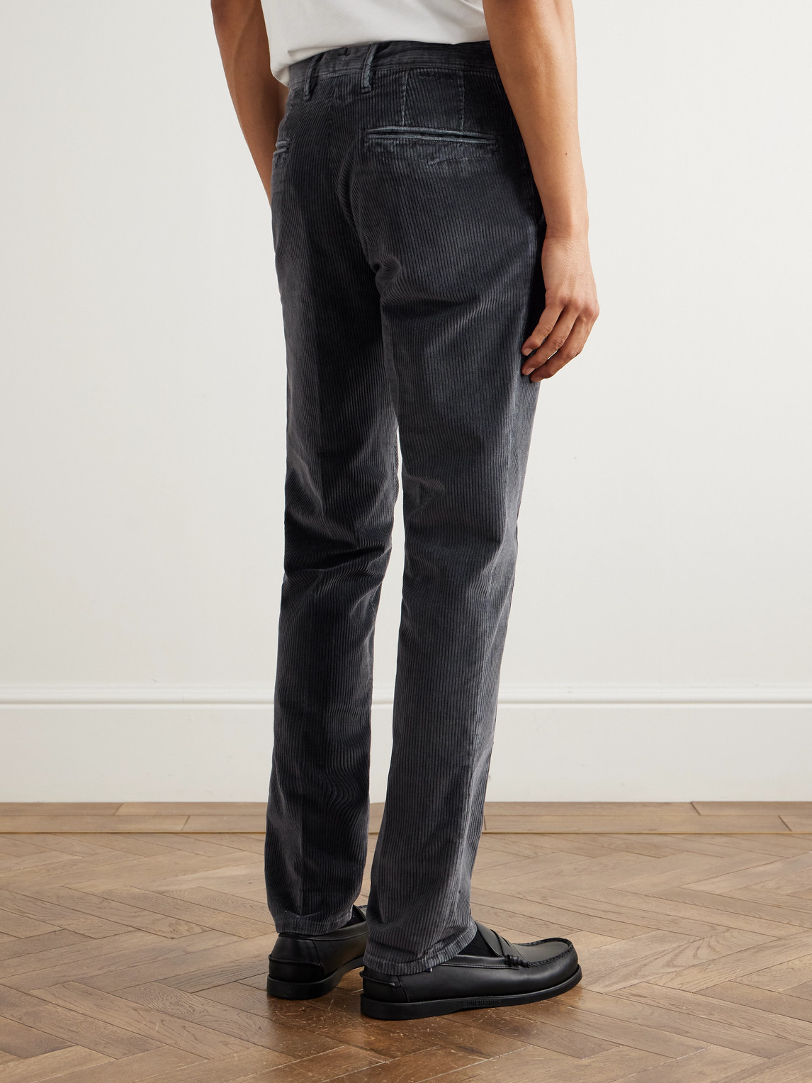 Incotex Slim-fit Cotton-blend Corduroy Trousers In Gray