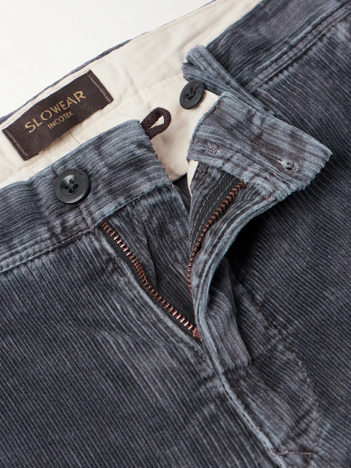 Incotex Slim-fit Cotton-blend Corduroy Trousers In Gray