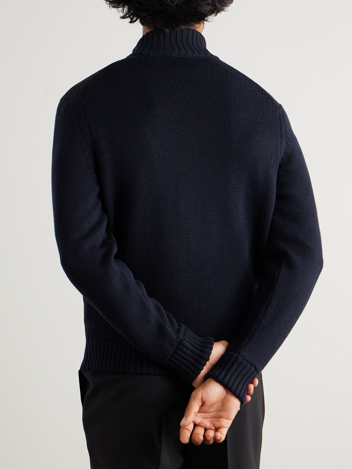 Incotex Virgin Wool-trimmed Suede Jacket In Blue