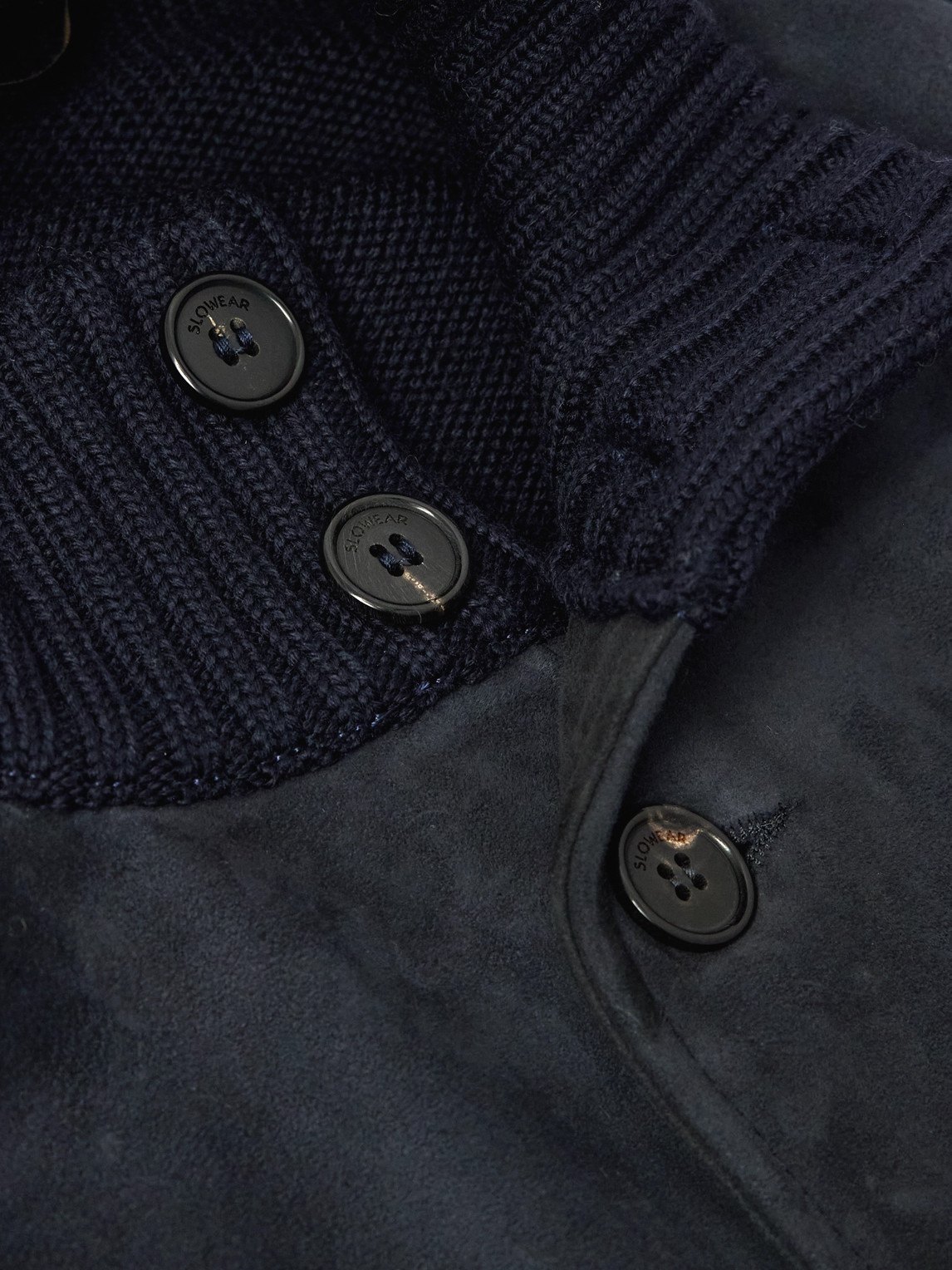 Incotex Virgin Wool-trimmed Suede Jacket In Blue