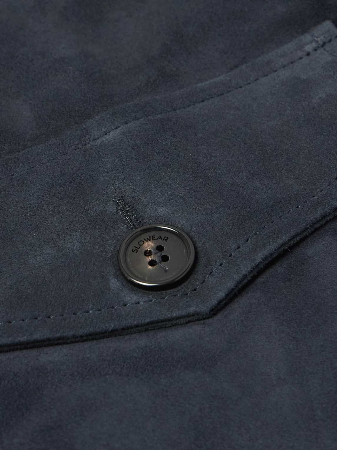 Incotex Virgin Wool-trimmed Suede Jacket In Blue