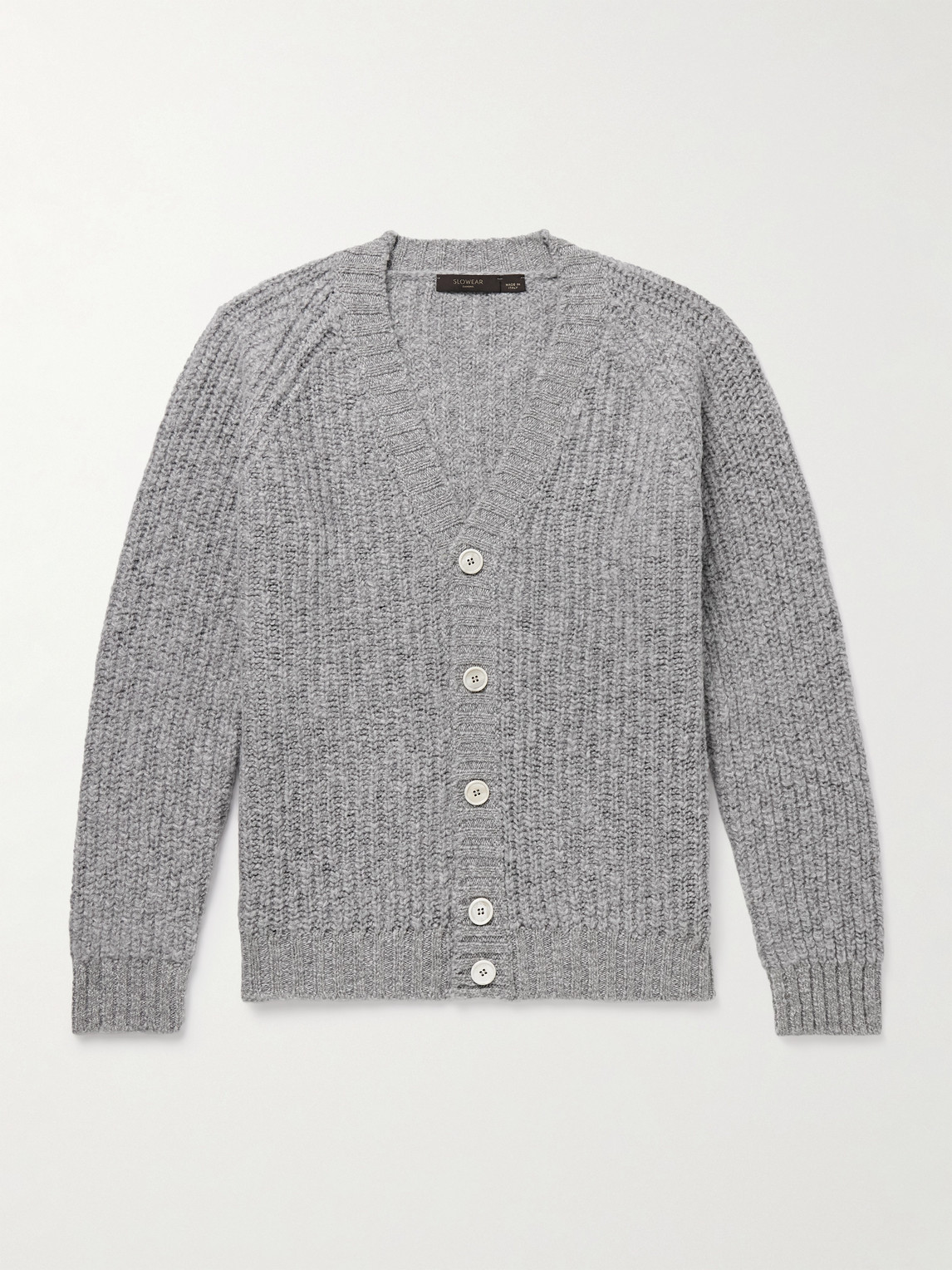 Incotex Zanone Ribbed Wool Cardigan In Gray