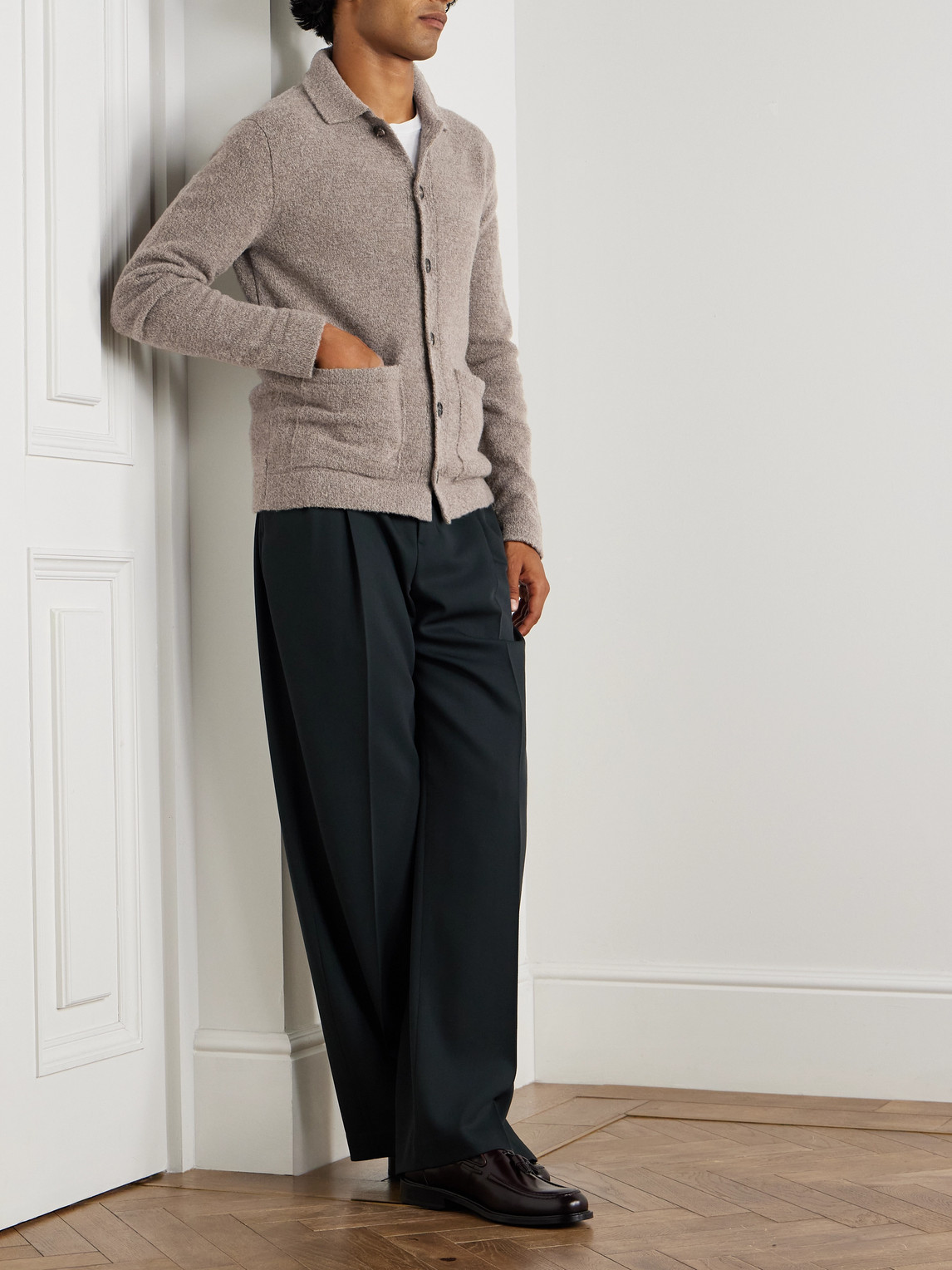 Incotex Wool-blend Cardigan In Brown