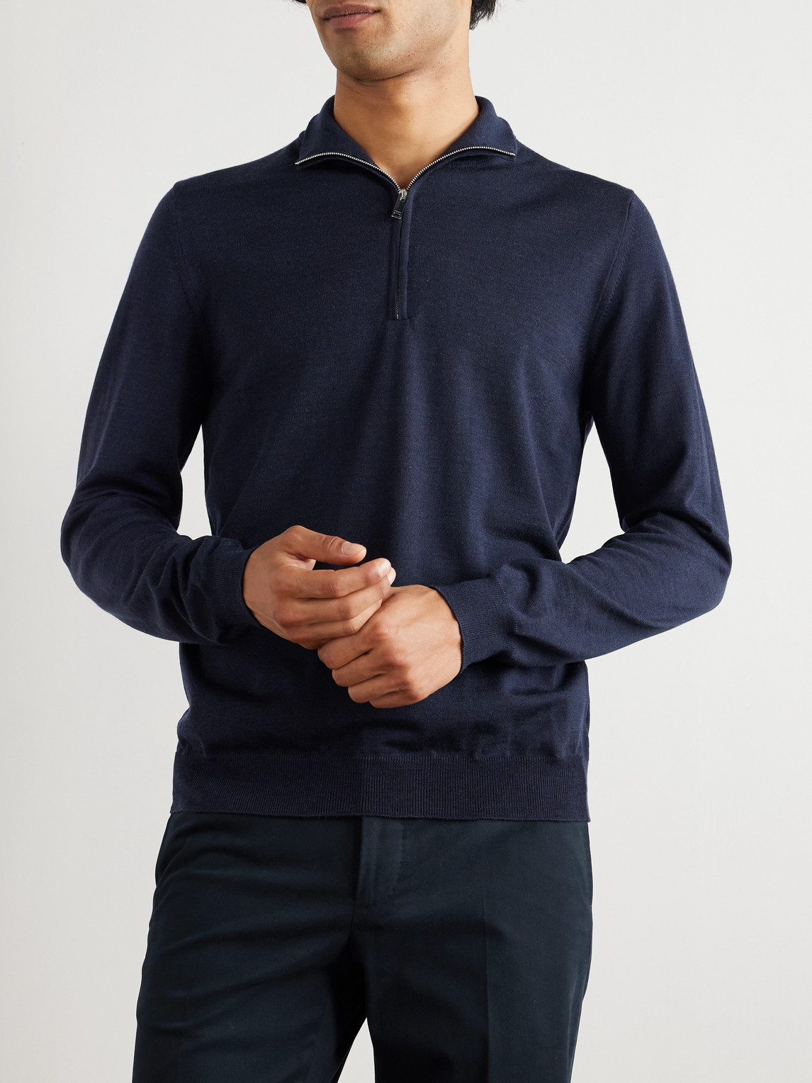 Incotex Zanone Flexwool Half-zip Sweater In Blue